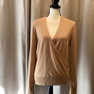 Ann Taylor Women's V-Neck Sweater in Tan